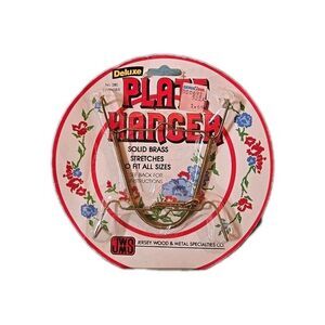 Vintage Solid  Brass Plate Hanger Stretches To Fit All Sizes By JWMS Co. NOS NIP